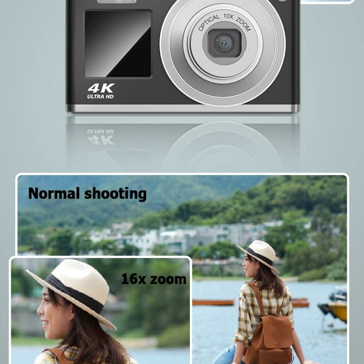 4K HD Optical Zoom Digital Camera 60MP Dual Screen Selfie Camera, No Memory, Black, White, Silver 4K HD Optical Zoom Digital Camera 60MP Dual Screen Selfie Camera, No Memory, Black, White, Silver